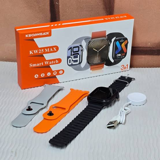ساعت هوشمند KEQIWEAR مدل KW25MAX با سه عدد بند سیلیکونی